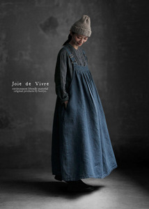 [리오더]﻿ Joie de Vivre 11온스 바이오 데님 리넨 살로페트 드레스  ​  ﻿